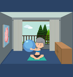 Doing Yoga At Home Cartoon Concept