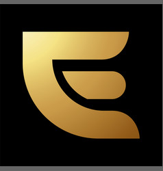 Gold Abstract Bold Curved Letter E Icon