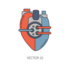 Bionic Heart Prosthesis Color Line Icon