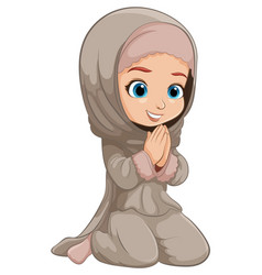 Cartoon Of A Happy Child Wearing Hijab