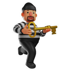 Smiley 3d Thief Cartoon Holding A Gol