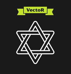 White Line Star Of David Icon Isolated On Black