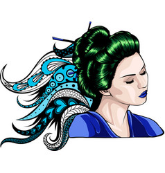 Asian Head Woman Geisha Design