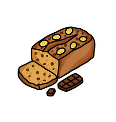 Banana Bread With Chocolate Doodle Icon