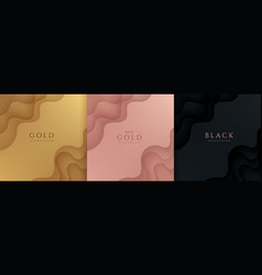 Set Of Gold Black And Rose Abstract