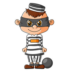 Criminal Is Wearing A Mask And Jail Costume