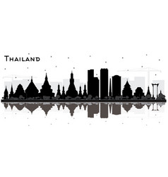 Thailand City Skyline Silhouette With Black