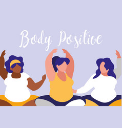 Group Of Big Women Exercising Body Positive Power