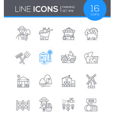 Ecological Farming - Line Design Style Icons Set