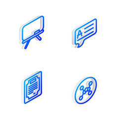 Set Isometric Line Speech Bubbles With Answer