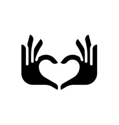 Hands Heart Gesture Black Glyph Icon