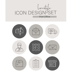 Linestyle Icon Design Set Post Office