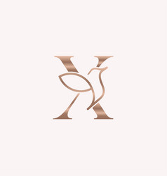 Golden Bird Logo Beauty Letter X