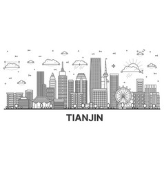 Outline Tianjin China City Skyline With Modern