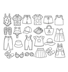 Set Of Kids Summer Clothes - Outlines