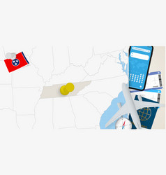 Travel To Tennessee Concept Map With Pin On Map