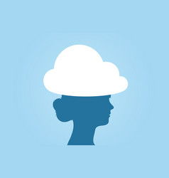 Woman Head In The Clouds - Daydreaming Idiom