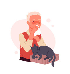 Boy With Cat Allergy Unhealthy Child Holding