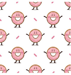 Happy Donut Seamless Pattern Pink Doughnut