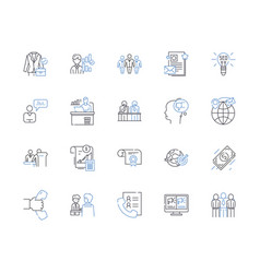 Job Analysis Line Icons Collection Assessment