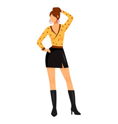 Woman Wearing Nightclub Outfit Semi Flat Color