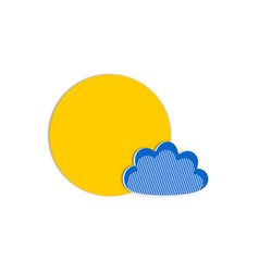 Big Yellow Sun With Small Blue Cloud In Paper Cut