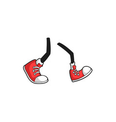 Pair Of Comic Foots In Red Shoes Isolated Leg Limb