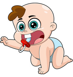 Cute Baby Boy Cartoon Character Crawling