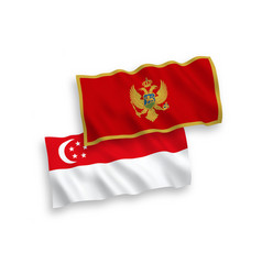 Flags Of Montenegro And Singapore On A White