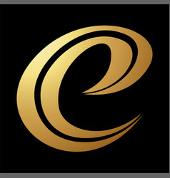 Gold Abstract Curvy Spiky Letter E Icon