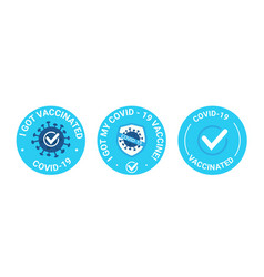 Vaccinated Blue Round Sticker Badge Text I Got