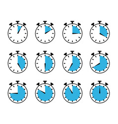 Blue Stopwatch Timer Clock Symbols Set