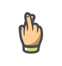 Fingers Crossed Hand Icon Cartoon