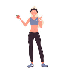 Fitness Woman Coach With Apple