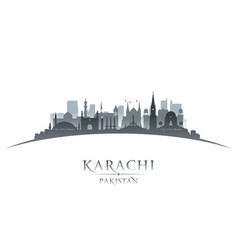 Karachi Pakistan City Skyline Silhouette White