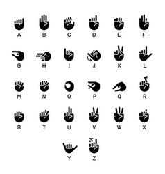 Letters In American Sign Language Black Glyph