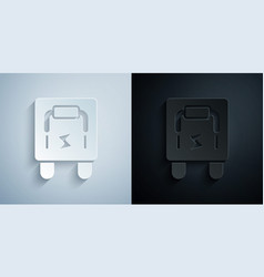 Paper Cut Electrical Panel Icon Isolated On Grey