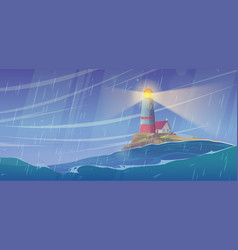 Sea Stormy Landscape Background With Lighthouse