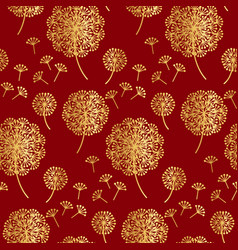 China Red And Gold Geometric Dandelion Flowers