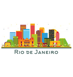 Rio De Janeiro Brazil City Skyline With Color