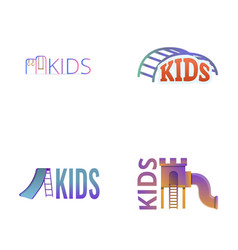 Children Park Icons Set Cartoon