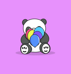 Cute Bear Plying With Balloons Cartoon