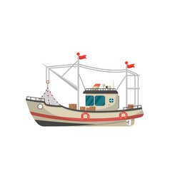 Small Fishing Trawler Side View Icon