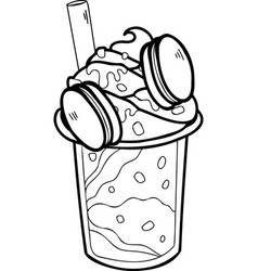 Hand Drawn Chocolate Frappe And Whipped Cream