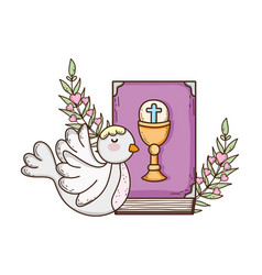 Holy bible book with dove bird Royalty Free Vector Image