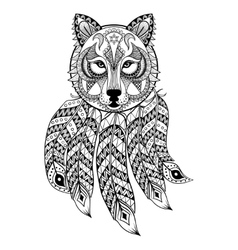 Ornamental Wolf With Dreamcatcher Ethnic