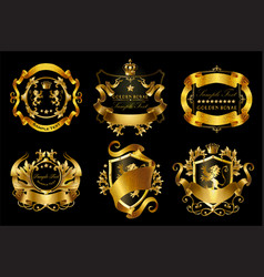 Set Of Golden Royal Stickers Or Emblems