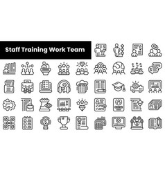 Set Of Outline Staff Training Work Team Icons