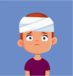 Boy In Bandage Having A Head Injury Cartoon