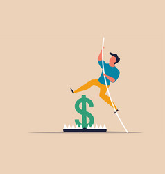 Businessman Pole Vaulting And Business Career